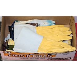 BOX W/8 NEW PAIRS OF LEATHER