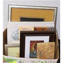 LARGE BOX OF ESTATE PICTURES AND PLAQUES