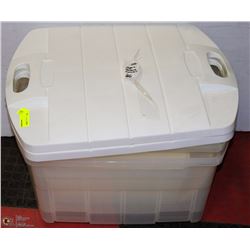 STACK OF PLASTIC STORAGE CONTAINERS