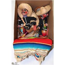 BOX WITH HANDPUPPETS, MARIONETTES AND ASST