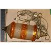 Image 1 : VINTAGE HANGING LIGHT W/ AMBER COLORED GLASS &