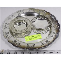 3 SERVING TRAYS - SILVERPLATE 9.5"W, STERLING 4"