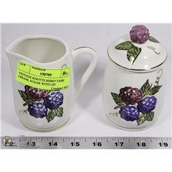 VINTAGE KNOTTS BERRY FARM CREAM, SUGAR WITH LID