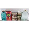 Image 1 : ESTATE LOT OF VINTAGE TINS AND GLASSWARE