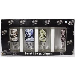 MARILYN MONROE 4 PC GLASS TUMBLER SET