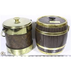 LOT OF 2 LARGE VINTAGE ICE BUCKETS ONE BEER KEG &