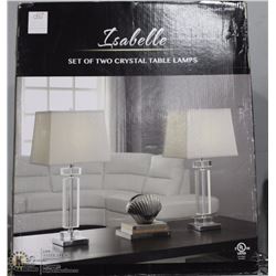 SET OF 2 NEW "ISABELLE" CRYSTAL TABLE LAMPS