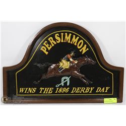 WOODEN PUB / BAR SIGN PERSIMMON WINS DERBY