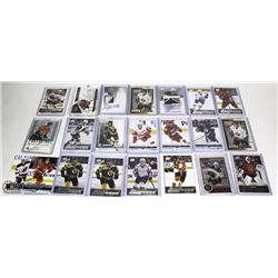 TIN OF HOCKEY ROCKIE CARDS INCL AUTOGRAPH JERSEY