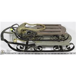 SET OF 2 MINI WOOD AND METAL SLEDS
