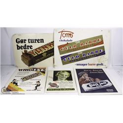 LOT OF VINTAGE CANDY SIGNS