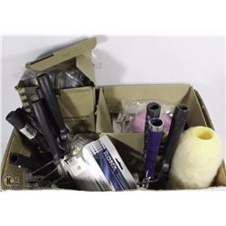 8 PAINT ROLLERS, STAIN BRUSH AND OTHER PAINT ITEMS