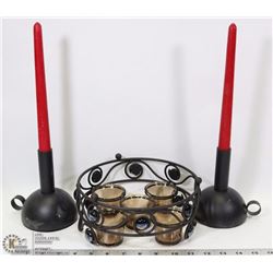 BLACK WROUGHT IRON CANDLE SET FROM IKEA
