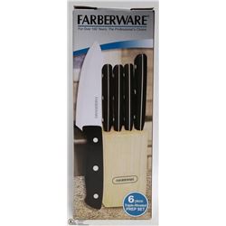 NEW FARBERWARE 6 PC KNIFE AND BLOCK SET