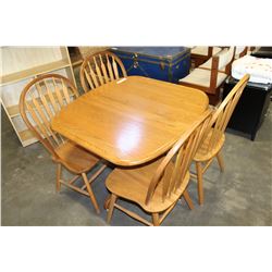 OAK TABLE WITH LEAF AND 4 CHAIRS