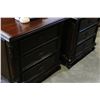 Image 2 : PAIR OF DESIGNER MAHOGANY FINISH NIGHTSTANDS