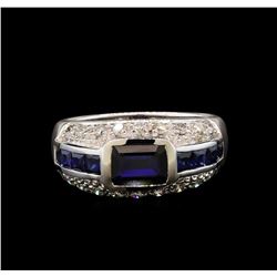 14KT White Gold 1.86ct Blue Sapphire and Diamond Ring
