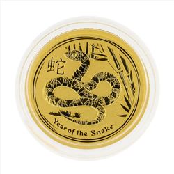 2013 $15 Australia 1/10 oz Lunar Year of the Snake Gold Coin BU