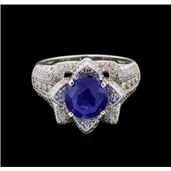 14KT White Gold 8.44ct Blue Zircon and Diamond Ring