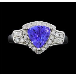 14KT White Gold 1.50ct GIA Cert Tanzanite and Diamond Ring