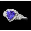 Image 2 : 14KT White Gold 1.50ct GIA Cert Tanzanite and Diamond Ring