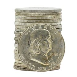Roll of (20) 1953-D Brilliant Uncirculated Franklin Half Dollar Coins