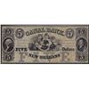Image 1 : 1800s $5 Canal Bank New Orleans Obsolete Bank Note