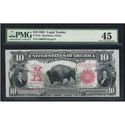 1901 $10 Bison Legal Tender U.S. Currency Note PMG Choice Extremely Fine 45
