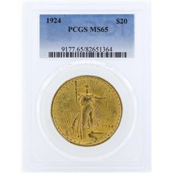 1924 $20 St. Gaudens Double Eagle Gold Coin PCGS MS65