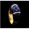 Image 4 : 18KT Yellow Gold Blue Enamel Ring