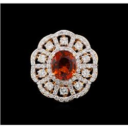18KT Rose Gold 6.19ct Spessartite Garnet and Diamond Ring