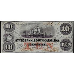 1860 $10 State Bank South Carolina Obsolete Bank Note