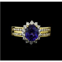 18KT Yellow Gold 2.65ct Sapphire and Diamond Ring