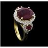Image 4 : 14KT Yellow Gold 7.58ct Ruby and Diamond Ring