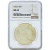 Image 1 : 1923 $1 Peace Silver Dollar Coin NGC MS63