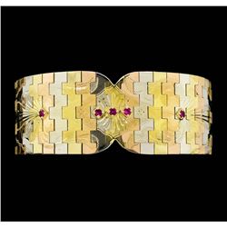 18KT Yellow White and Rose Gold 0.25ctw Ruby Bracelet