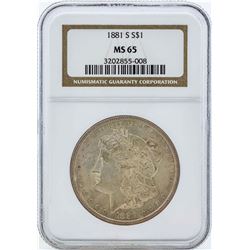 1881-S $1 Morgan Silver Dollar Coin NGC MS65