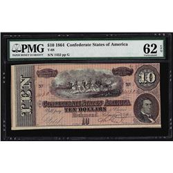 1864 $10 Confederate States of America Note PMG Uncirculated 62EPQ