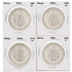 Lot of (4) 1940-Mexico Peso Coins