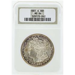 1881-S $1 Morgan Silver Dollar Coin NGC MS64