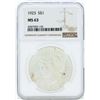 Image 1 : 1923 $1 Peace Silver Dollar Coin NGC MS63