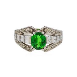 14KT White Gold 2.12ct Tsavorite and Diamond Ring