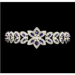 SILVER 5.67ctw Tanzanite and Diamond Bracelet