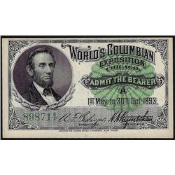 1893 Worlds Columbian Exposition Chicago Ticket