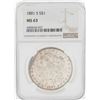 Image 1 : 1881-S $1 Morgan Silver Dollar Coin NGC MS63