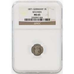1871 Germany Kreuzer Bavaria Coin NGC MS65