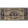 Image 1 : 1800s $5 Canal Bank New Orleans Obsolete Bank Note