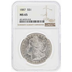 1887 $1 Morgan Silver Dollar Coin NGC MS65
