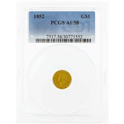 1852 $1 Liberty Head Gold Dollar Coin PCGS AU58