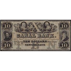 1800s $10 Canal Bank New Orleans Obsolete Bank Note